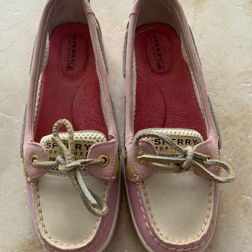 Sperry Topsider Women Pink/Beige/White Boat Shoes